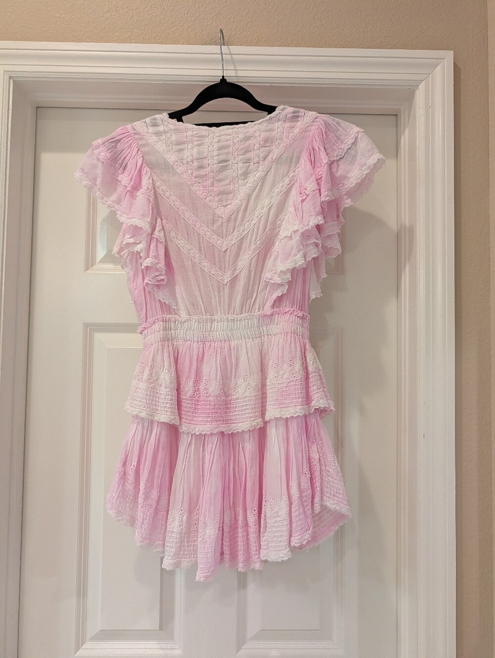 Love Shack Fancy Pink Lace Cotton Mini Dress Size XS - Picture 3 of 6